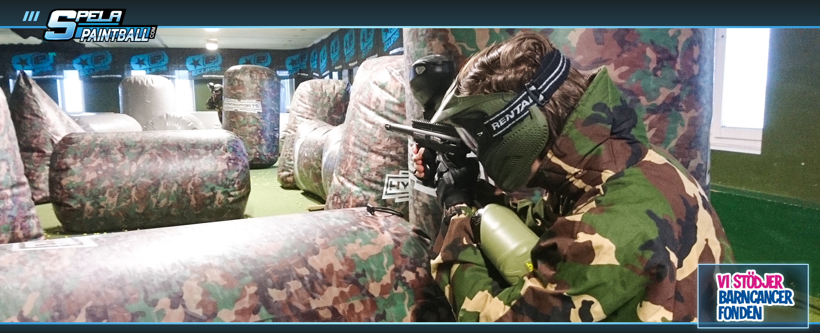 Inomhuspaintball för barn i Farsta strand